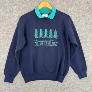 Vintager Lee South Carolina‎ Sweater Adult Large Trees Embroidered 90s Fleece